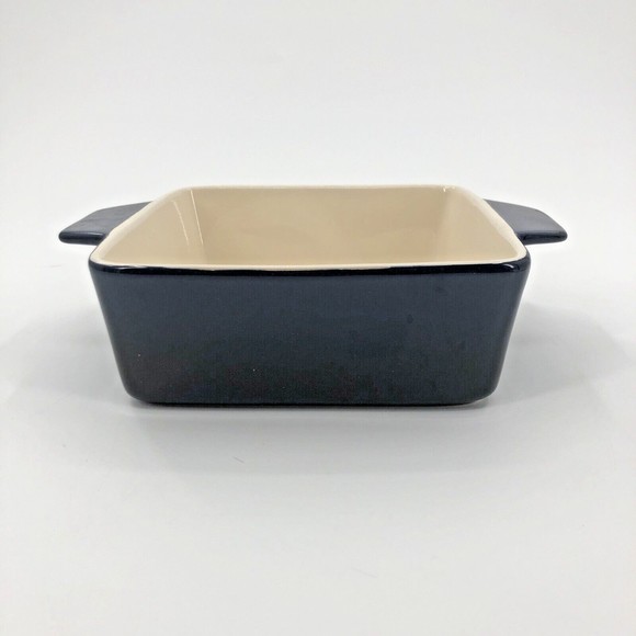 World Market Ceramic Bakeware 7 in Square Baking Dish Blue Enameled Handles - Picture 1 of 13
